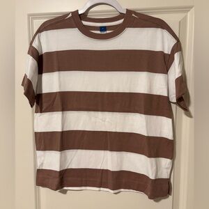 NWOT Old Navy Tan and Cream Striped Tee